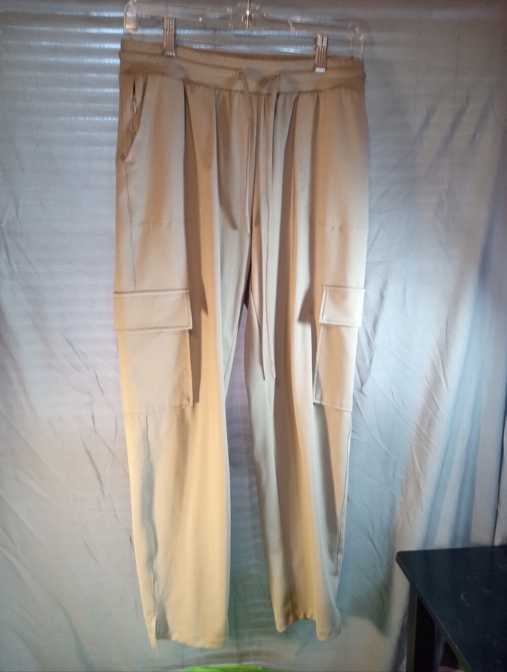 Rachel Zoe Beige Cargo Drawstring Wide-Leg Pants